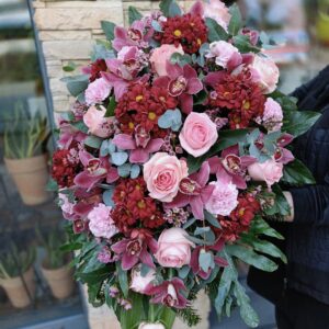 Wiązanka różowo-bordowa